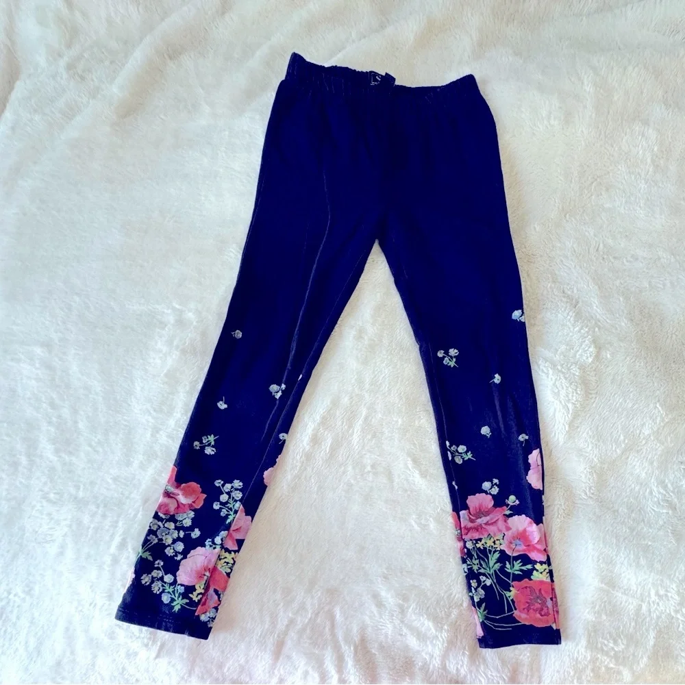GAP Girls Floral Leggings, Navy,pink,green,blue, M,130cm